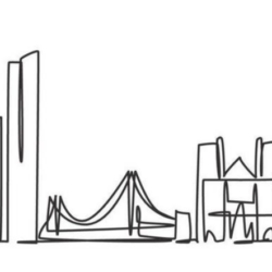 Line drawing of San Francisco cityscape